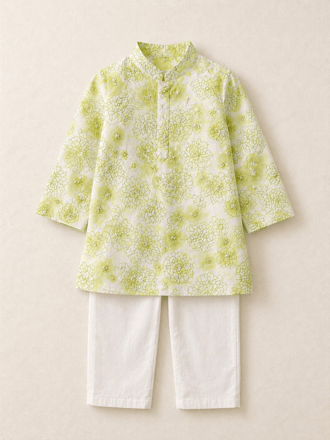 Lime printed Kurta Set for boys