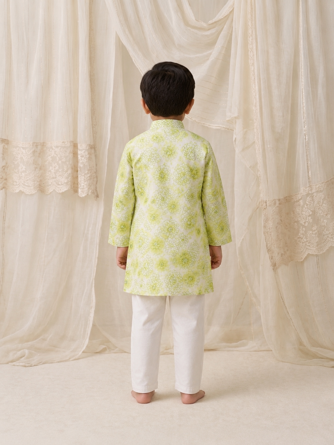 Lime printed Kurta Set for boys