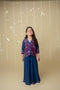 Midnight gold applique sharara jacket set