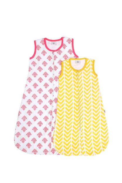 Organic muslin geometric printed baby sleeping bags- set of 2 for baby girls-1