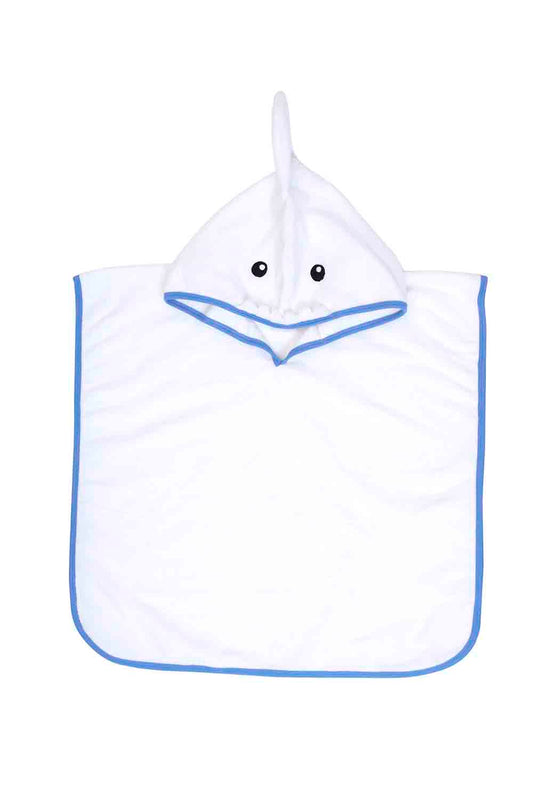 Organic-terry-hooded shark towel for infants-1