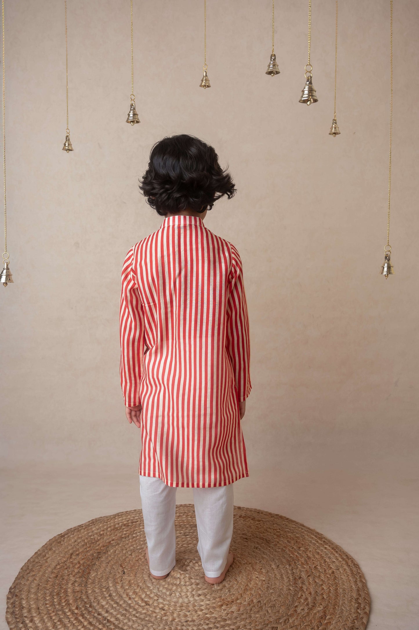Pomegranate striped kurta set for infant boys