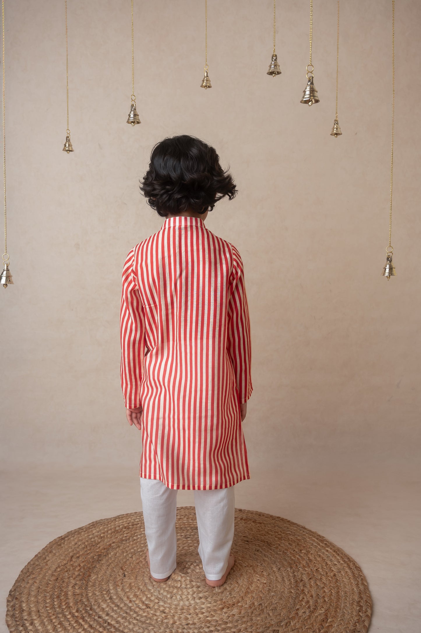 Pomegranate striped kurta set for infant boys