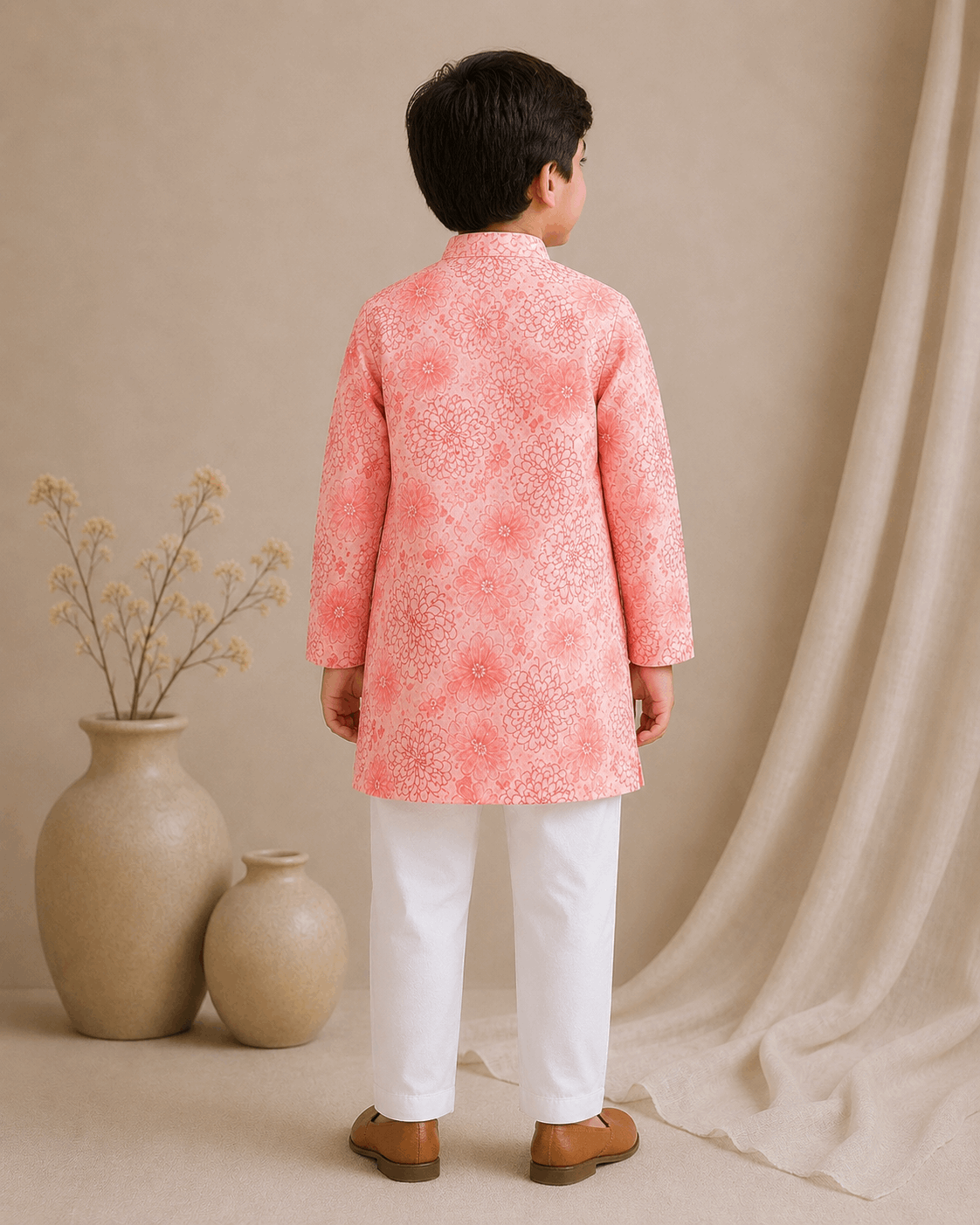 Pink printed Kurta Set for infant boys