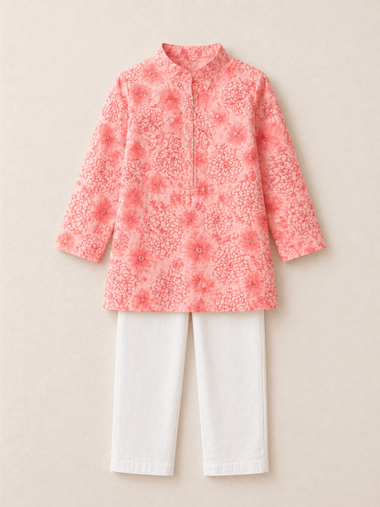 Pink printed Kurta Set for infant boys