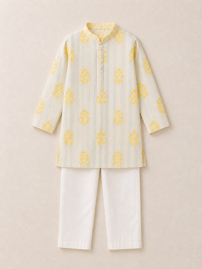 Lemon printed Kurta Set for boys