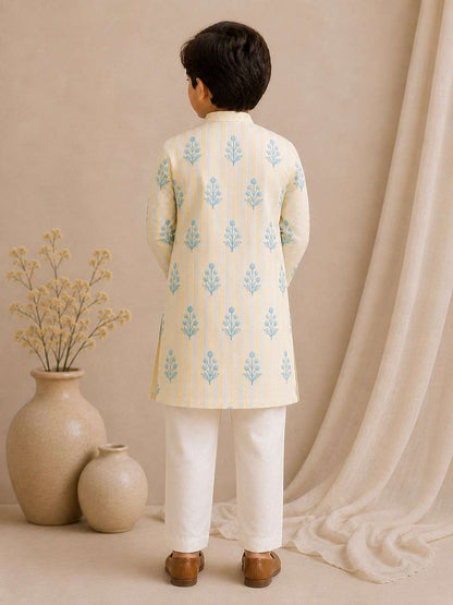 Lemon printed Kurta Set for infant boys