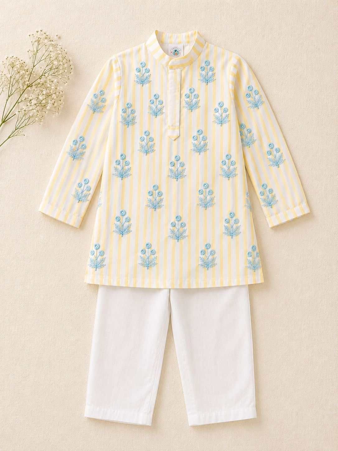 Lemon printed Kurta Set for infant boys