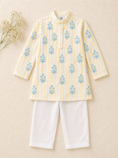 Lemon printed Kurta Set for infant boys