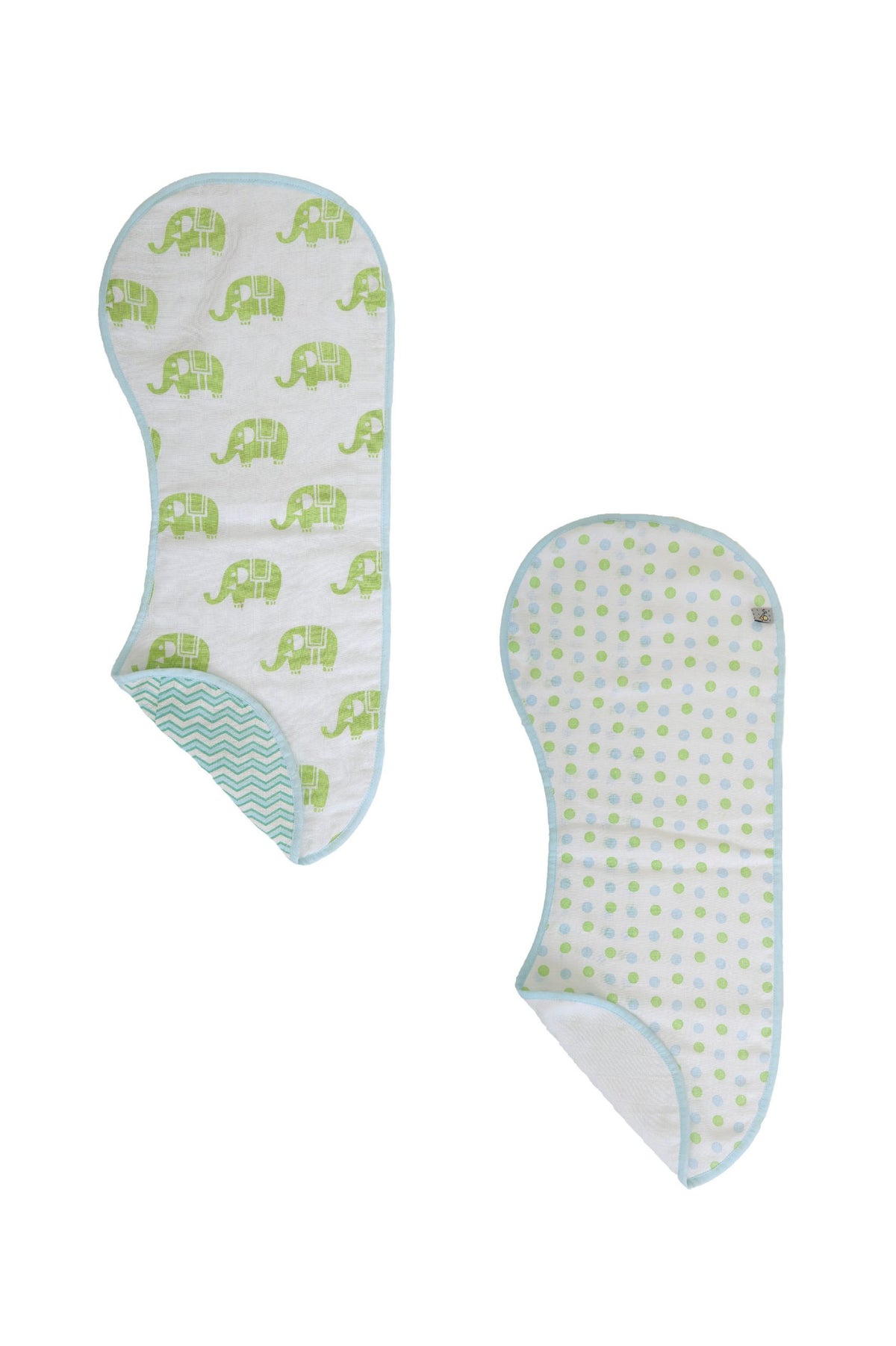 Pair of Printed Reversible Burp Cloths - Blue