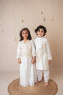 Ivory gold applique sharara jacket set