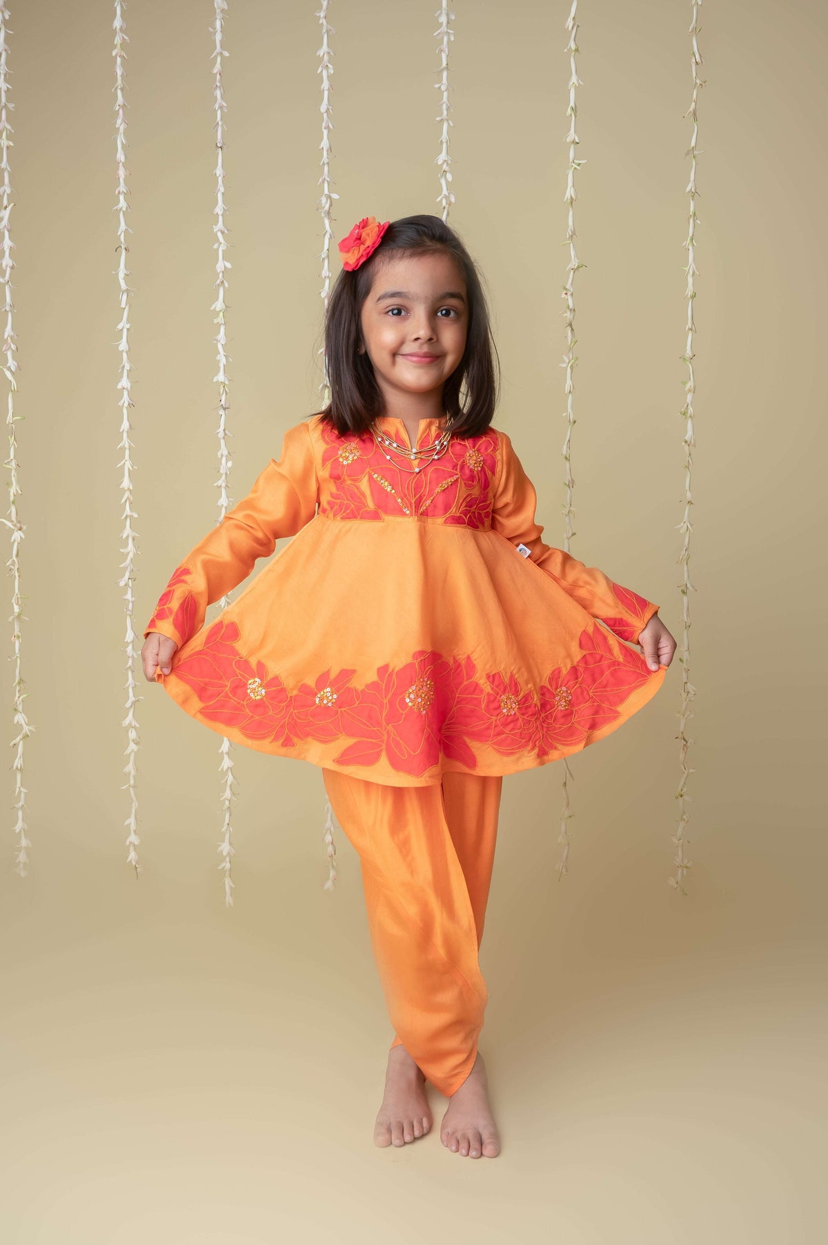 Sunset applique dhoti set