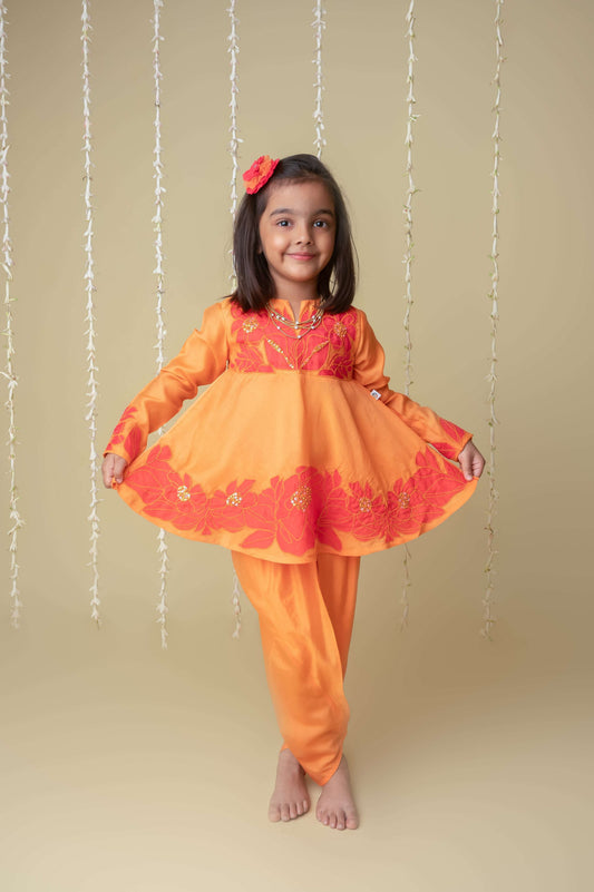 Sunset applique dhoti set