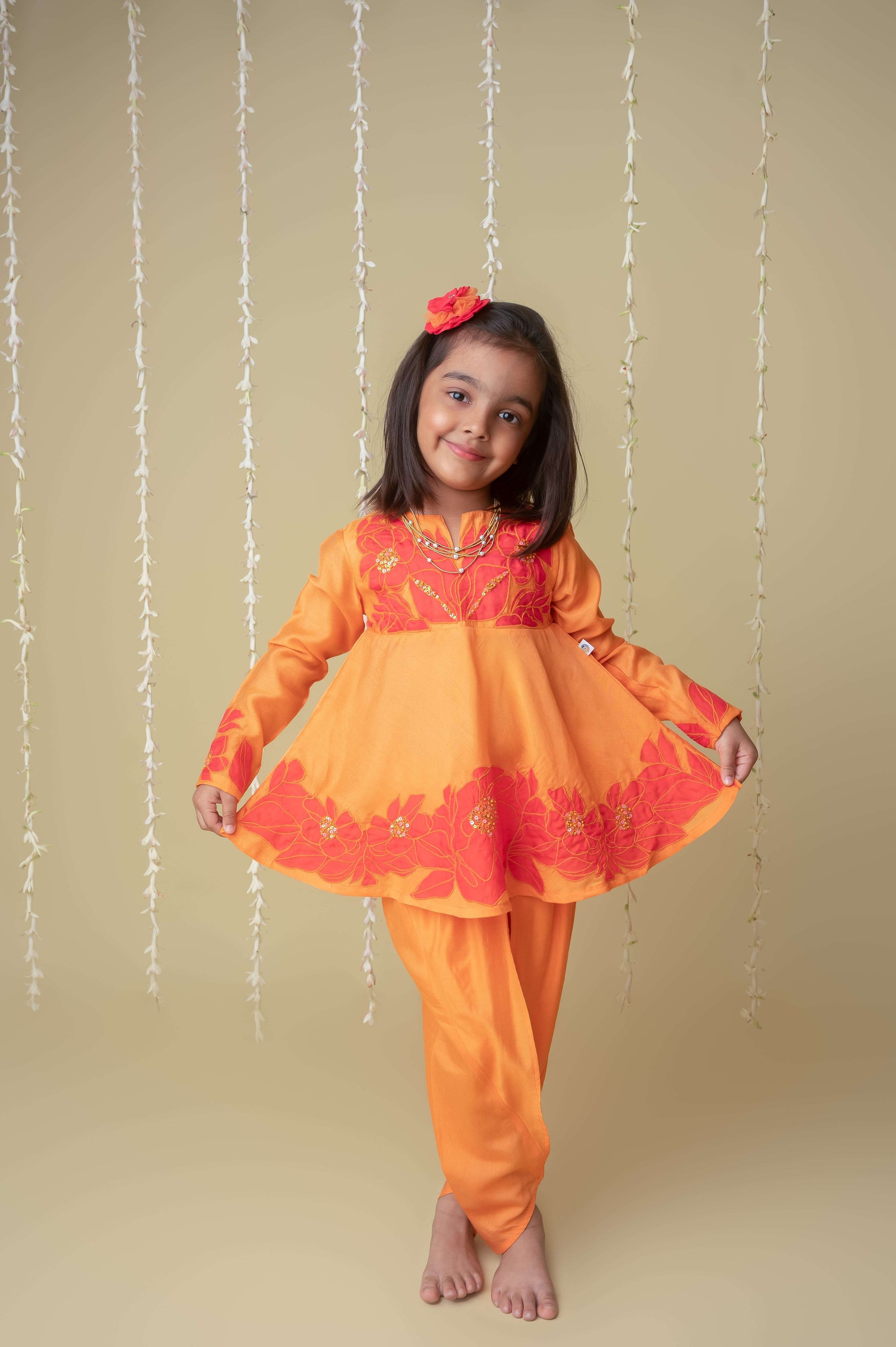 Sunset applique dhoti set