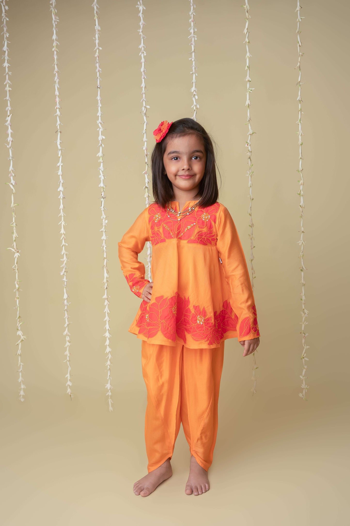 Sunset applique dhoti set