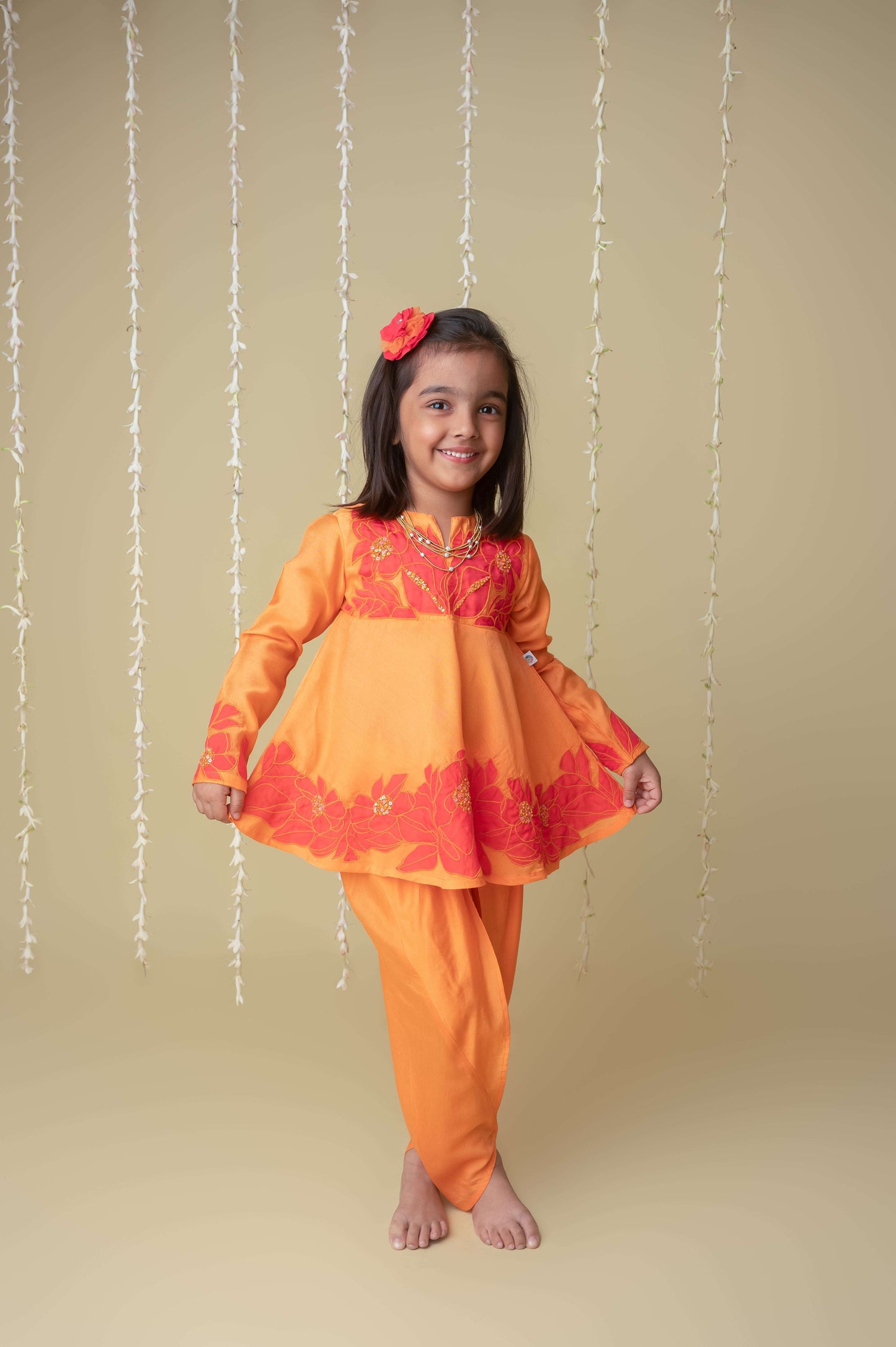 Sunset applique dhoti set