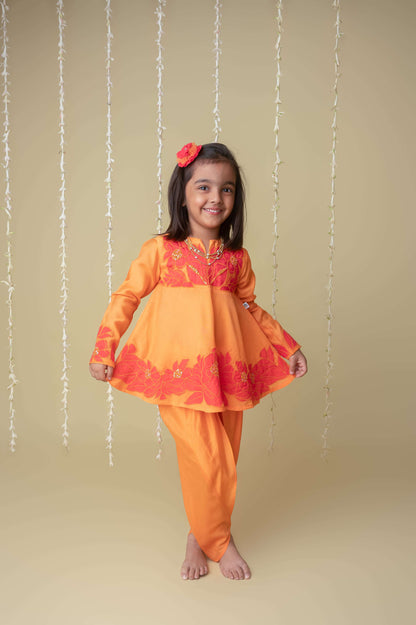 Sunset applique dhoti set