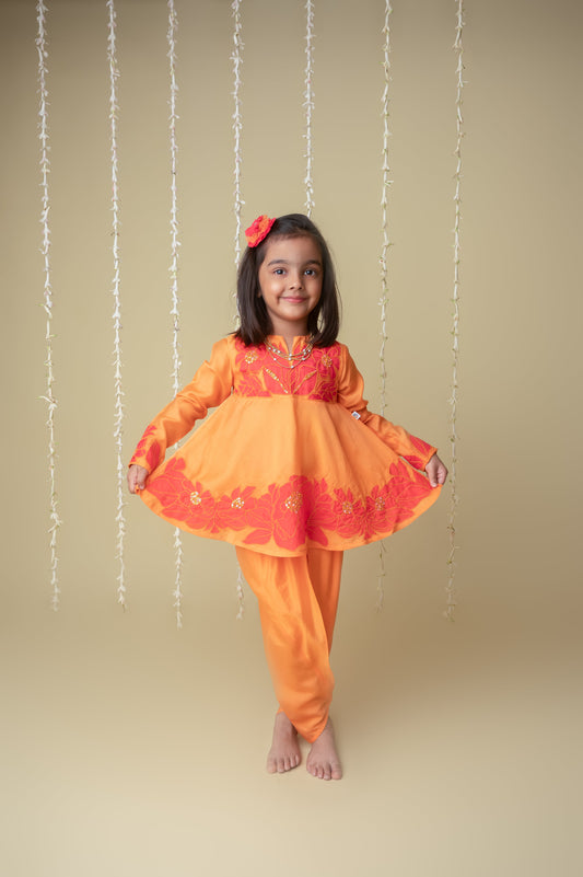 Sunset applique dhoti set