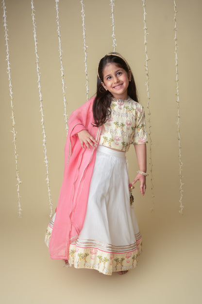 Traditional pichwai printed lehnga set for infant girls