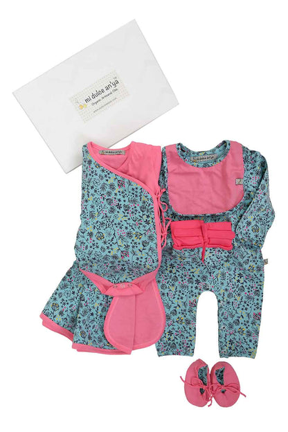 baby girl luxury 6pc garden print gift set-2