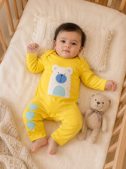 Fluffy embroidered teddy sleepsuit- gender neutral
