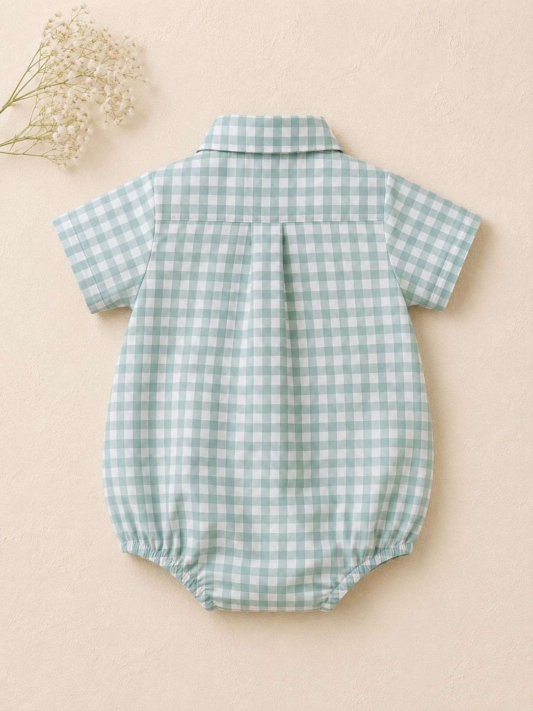 checkered bowtie romper-3