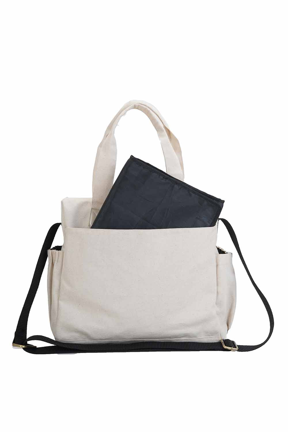 cream gender neutral foxy diaper bag-04