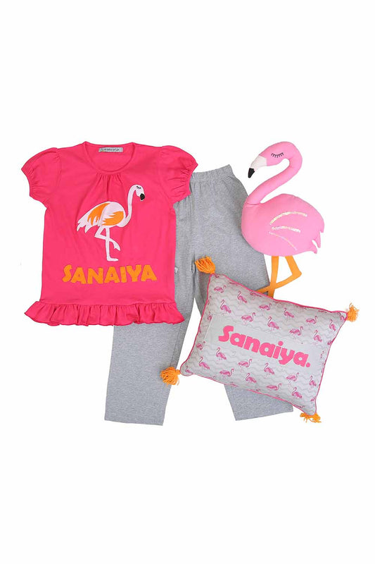 customized pink flamingo nightsuit cushion set