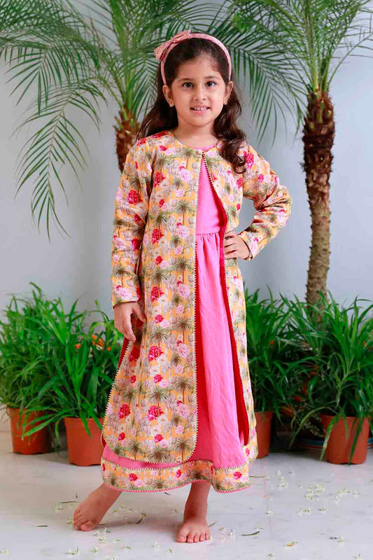 Elephant print jacket and dress set for infant girls