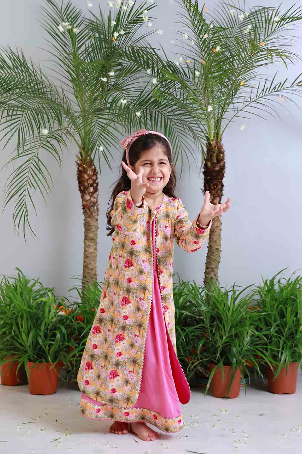 Elephant print jacket and dress set for infant girls