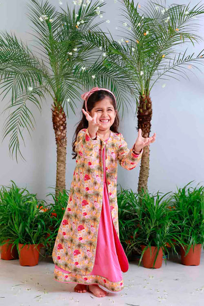 Elephant print jacket and dress set for infant girls