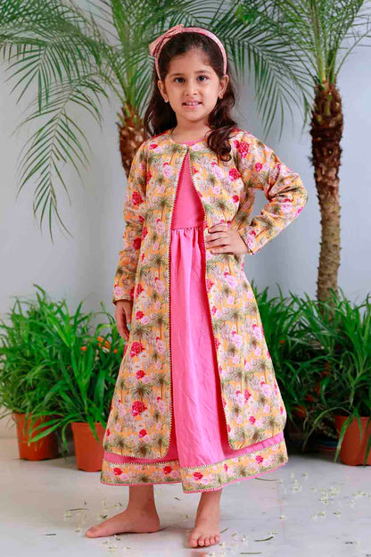 Elephant print jacket and dress set for infant girls