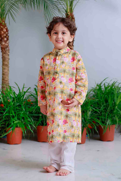 Elephant print kurta set for infant boys