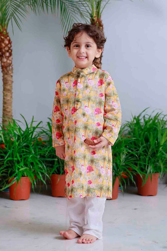 Elephant print kurta set for infant boys