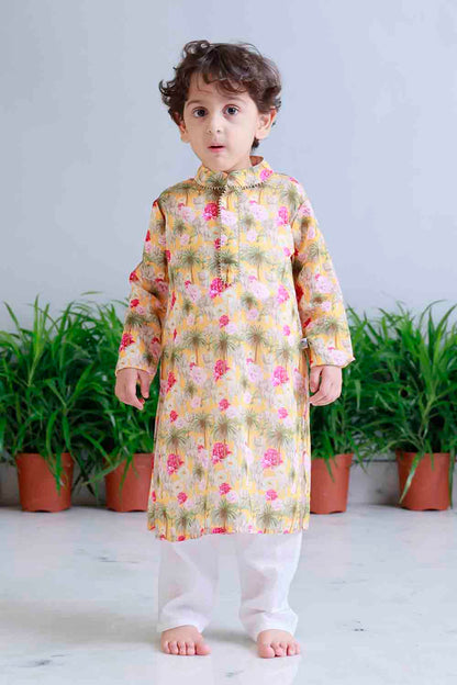 Elephant print kurta set for infant boys