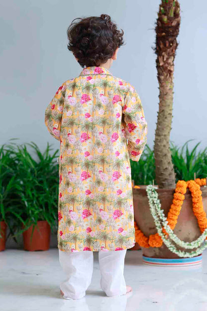Elephant print kurta set for infant boys
