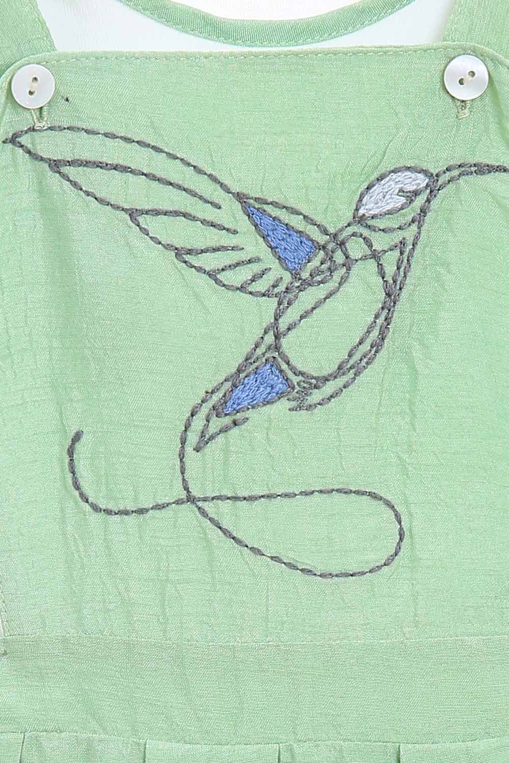 embroidered mint baby girls pinafore-3
