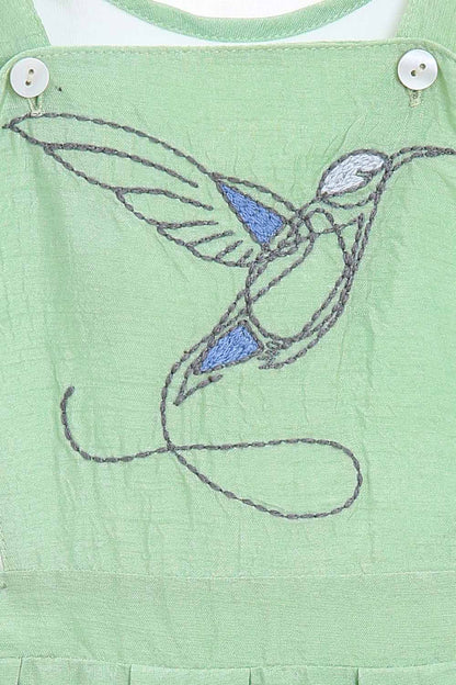 embroidered mint baby girls pinafore-3