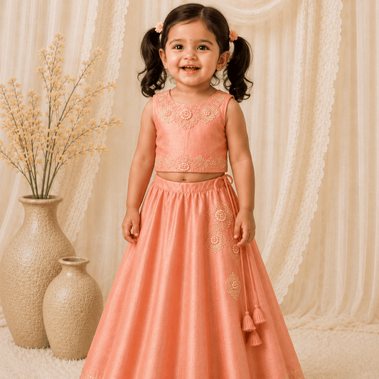Floral Embroiderd Lehenga set for infant girls