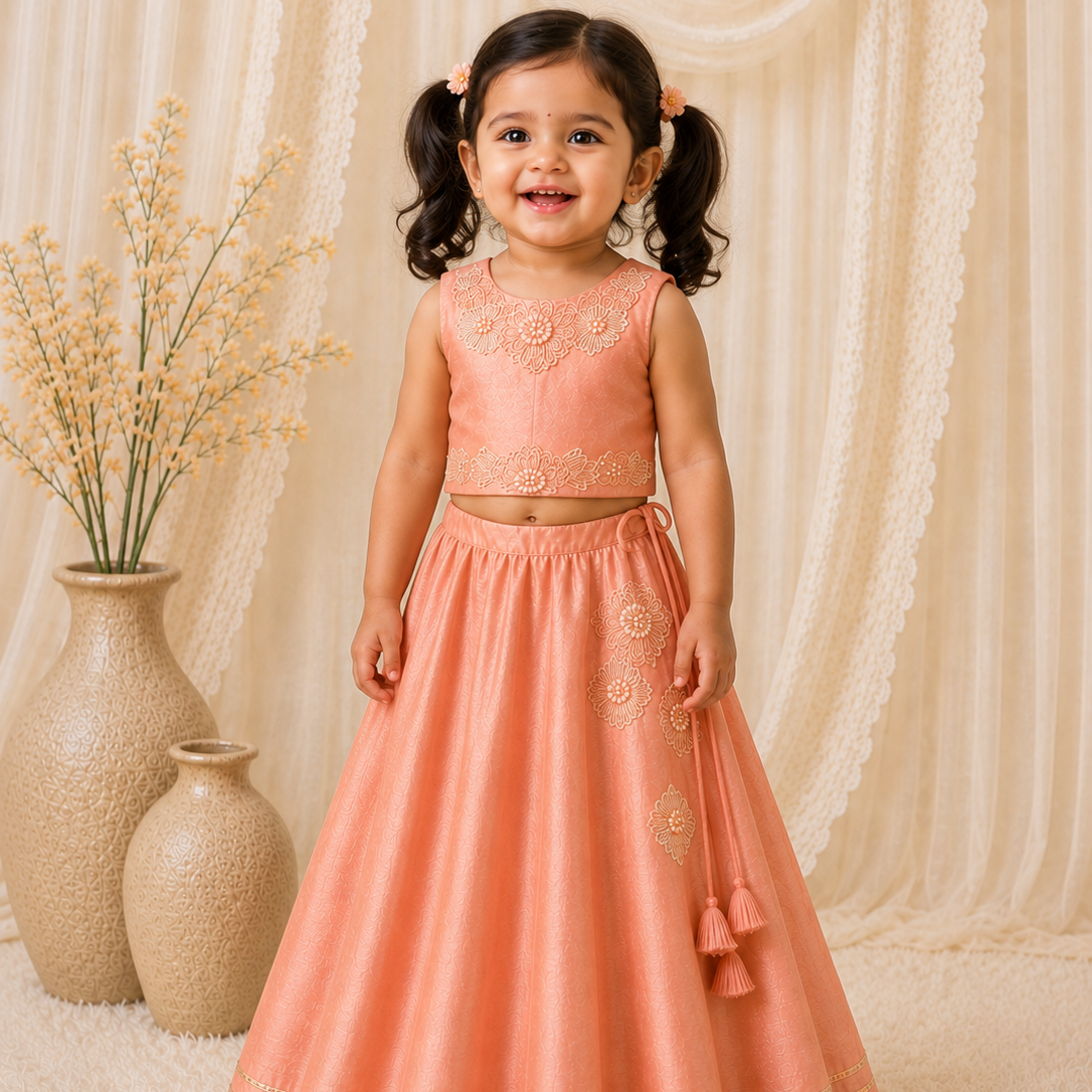 Floral Embroiderd Lehenga set for infant girls
