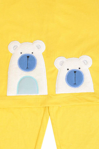 Fluffy embroidered teddy nightsuit