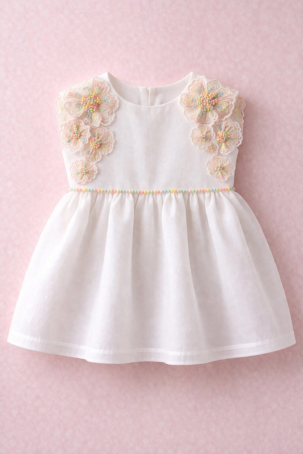Handmade flower lace dress for baby girls-2