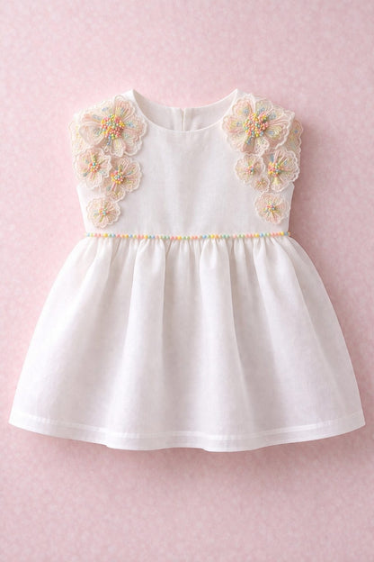 Handmade flower lace dress for baby girls-2