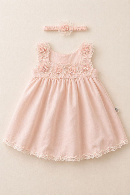 Handmade flower bodice dress for baby girls-2