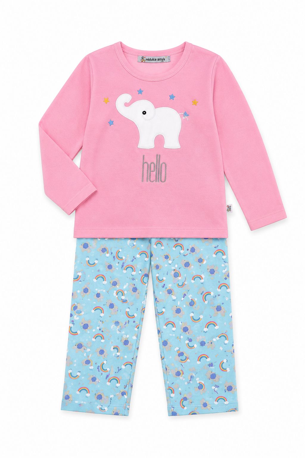 Embroidered hello elephant infant girls nightsuit