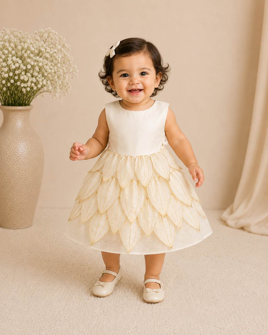 Handmade  tissue petal dress for infant girls