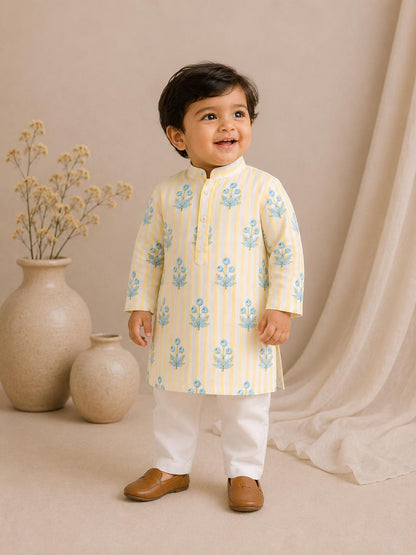 Lemon printed Kurta Set for infant boys