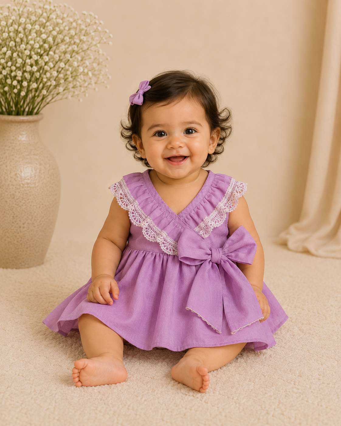 Ruffled wrap infant girls dress