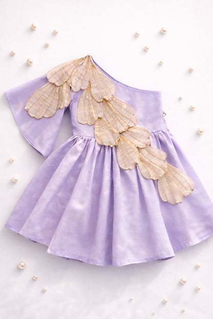 Handmade tissue petal one shoulder dress