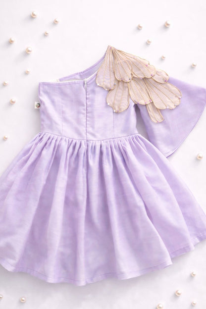 Handmade tissue petal one shoulder dress